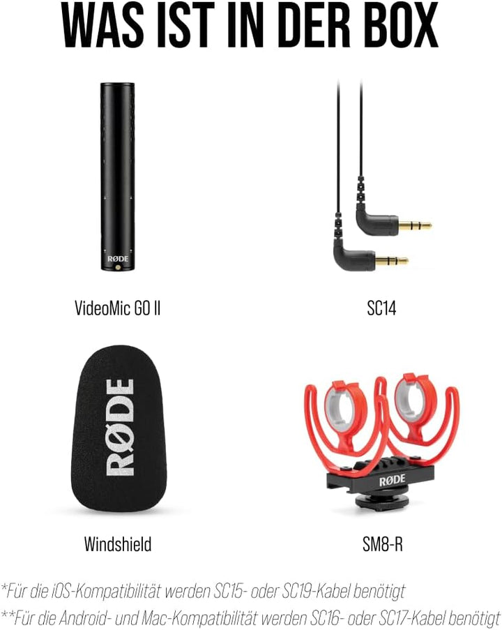 RØDE VideoMic GO II Ultra-kompaktes und leichtes Kamera/USB-Richtmikrofonfü für Videoaufnahmen und C
