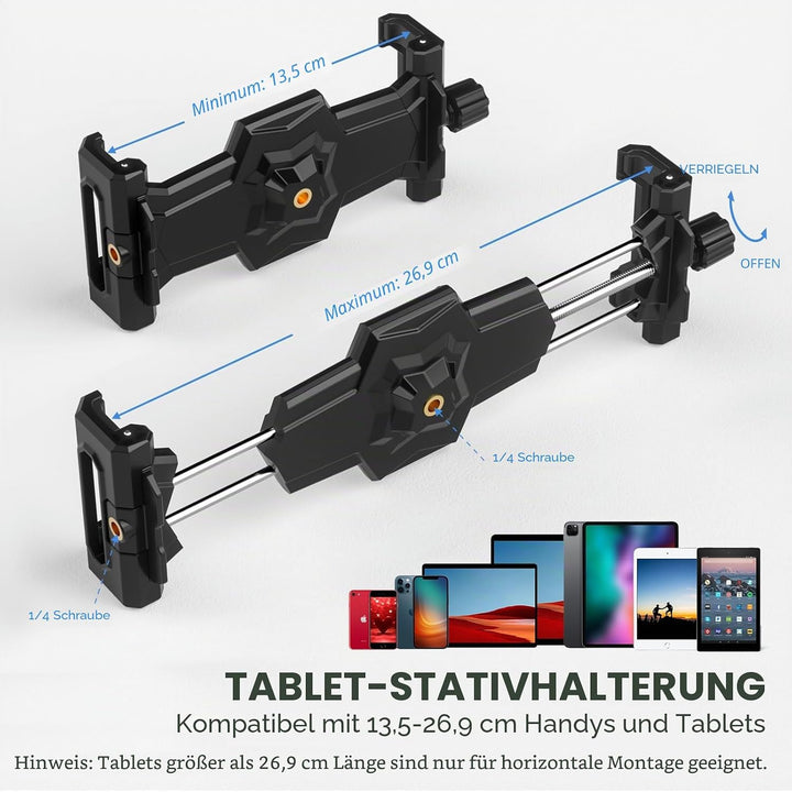 KDD iPad Halterung Adapter für Stativ, Tablet Halterung mit Kugelkopf, Tablet Halterung Stativ 360°D
