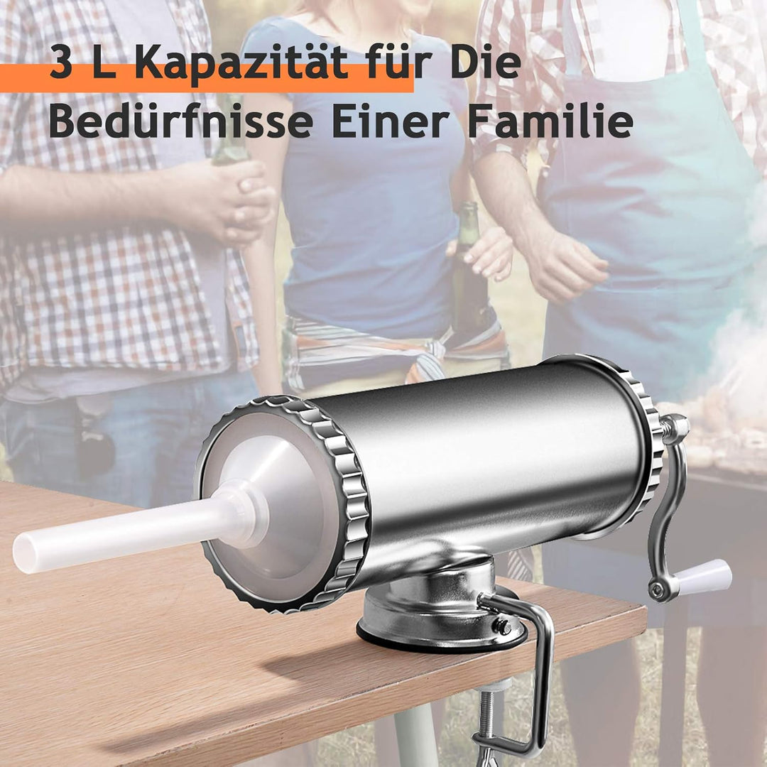 DREAMADE Wurstfüller 3L, Wurstmaschine, Manuelle Wurstfüllmaschine, Wurstspritze Wurstpresse inkl. 3