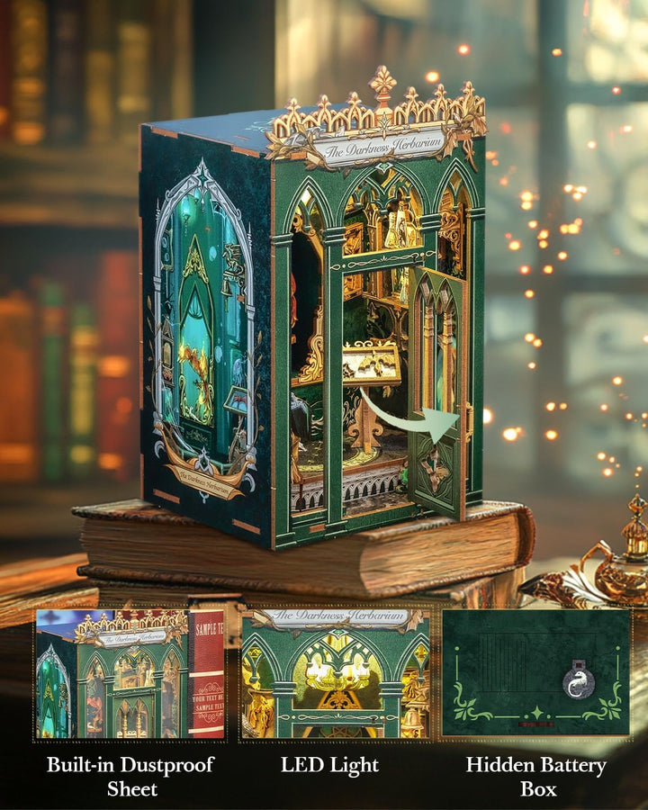 CUTEBEE Book Nook Kit - DIY Miniatur Haus Puppenhaus Booknook 3D Holzpuzzle Bibliothek mit Staubschu