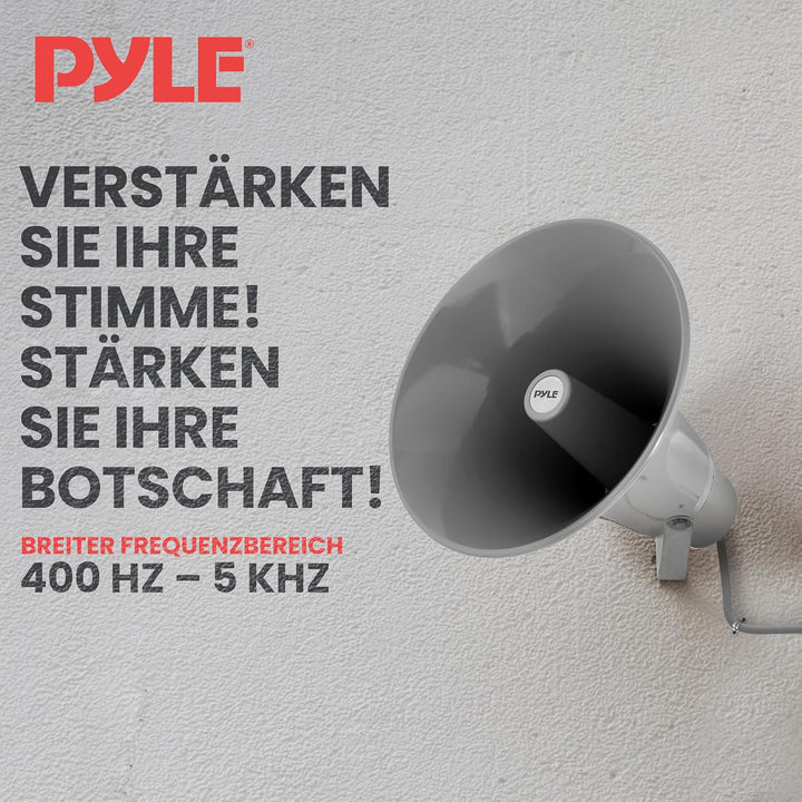 Pyle PA-Hornlautsprecher Innen/Aussen – Kompakter 34 cm Lautsprecher, 50 W, 400 Hz–5 kHz, 8 Ω, 70 V