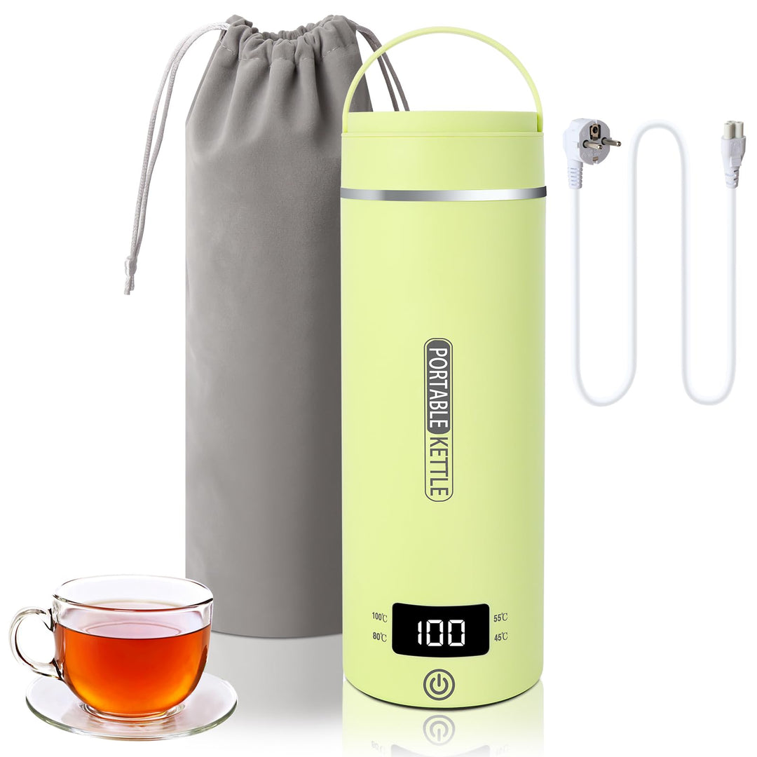 Reise Wasserkocher Klein Elektrische, 500ML/300W Tragbarer Wasserkocher Mini Wassertasse Edelstahl 3