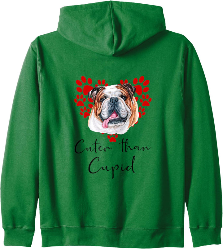 Englische Bullgogge Cuter Than Cupid Hunde Valentinstag Kapuzenjacke