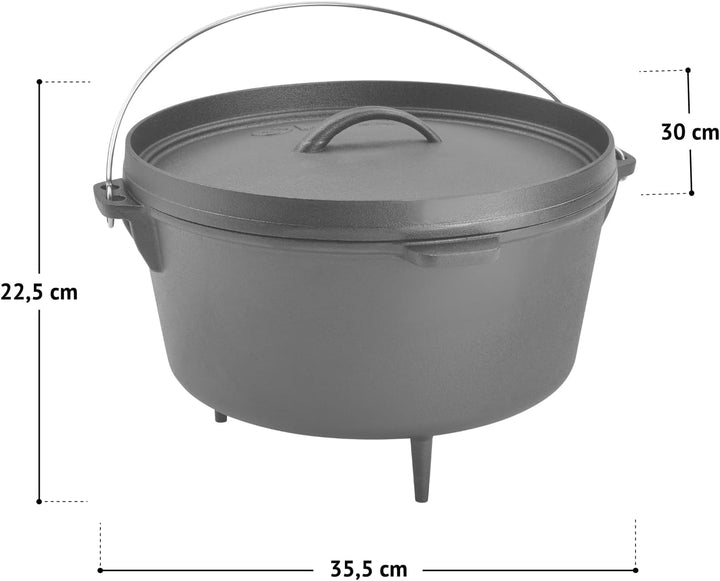 TAINO Dutch Oven Gusseisen-Topf Dopf Feuertopf Deckel-Heber Kochtopf (8 Liter), 8 Liter