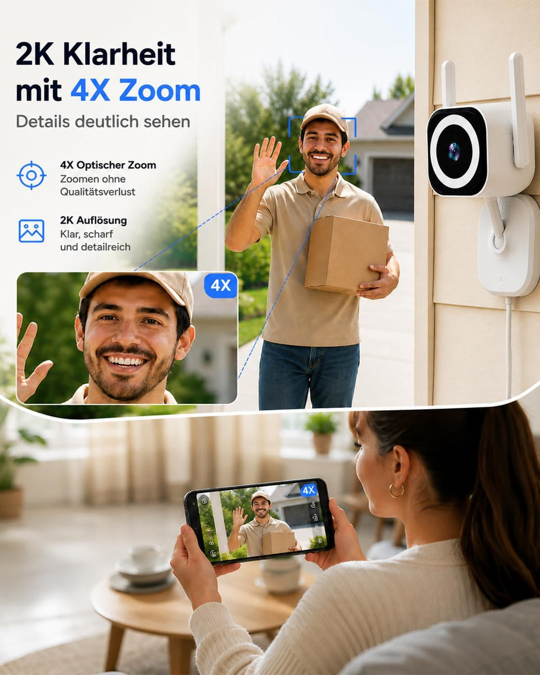 GUOANVISION 2K 5G Überwachungskamera Aussen/Innen, Kamera Überwachung Aussen, WLAN Camera Indoor/Out