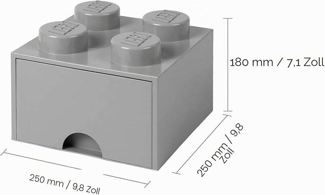 LEGO 4005 Brick 4 Knöpfe, 1 Schublade, stapelbar Aufbewahrungsbox, 4,7 l, grau, Plastik, Legion/M. S