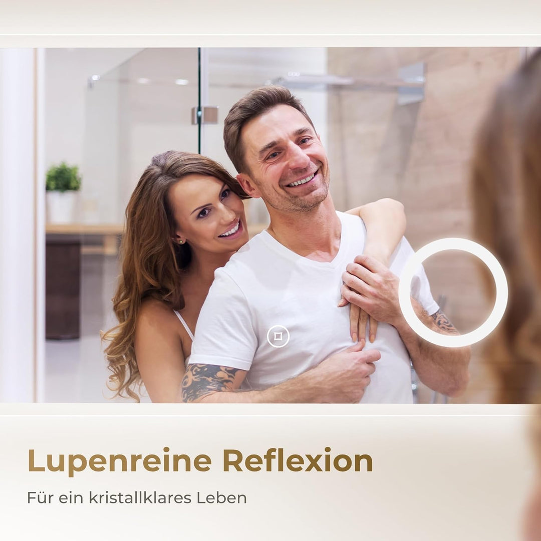 Heilmetz Badspiegel mit Beleuchtung LED 120x60cm, Badezimmerspiegel mit Beleuchtung+3X Vergrösserung
