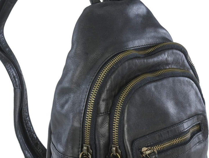Bear-Design Rucksack Leder Cityrucksack Backpack schwarz für Damen Damenrucksack Frauen City Reise