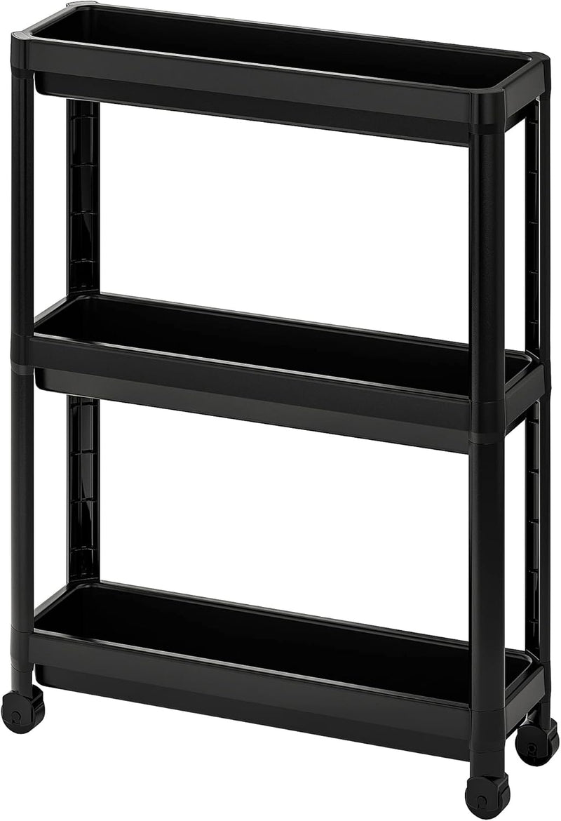 IKEA Rollwagen, 54 x 18 x 71 cm, schwarz – Metall, 6,0 kg Maximalgewicht, Stufenregal, inklusive Pfl