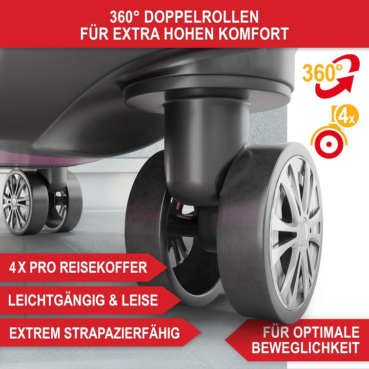 Premium Kofferset 4-TLG – Hartschalen Trolleys mit TSA-Lock, USB-Anschluss – Plus 1x Kofferwaage, 2X