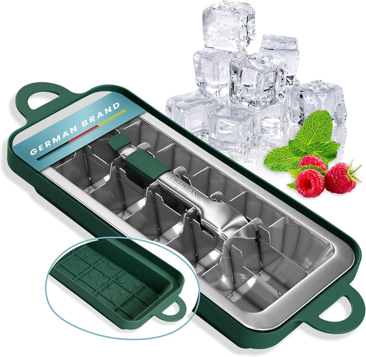 Dreiklang - be smart® Polierte 18/8 Edelstahl Eiswürfelform mit tropfsicherem Tablett zum Servieren