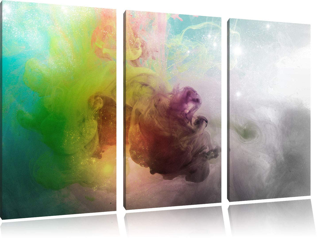 Pixxprint mystisch verfärbte Wirbel als Leinwandbild | Grösse: 3 Teilig (120x80) | Wandbild| Kunstdr