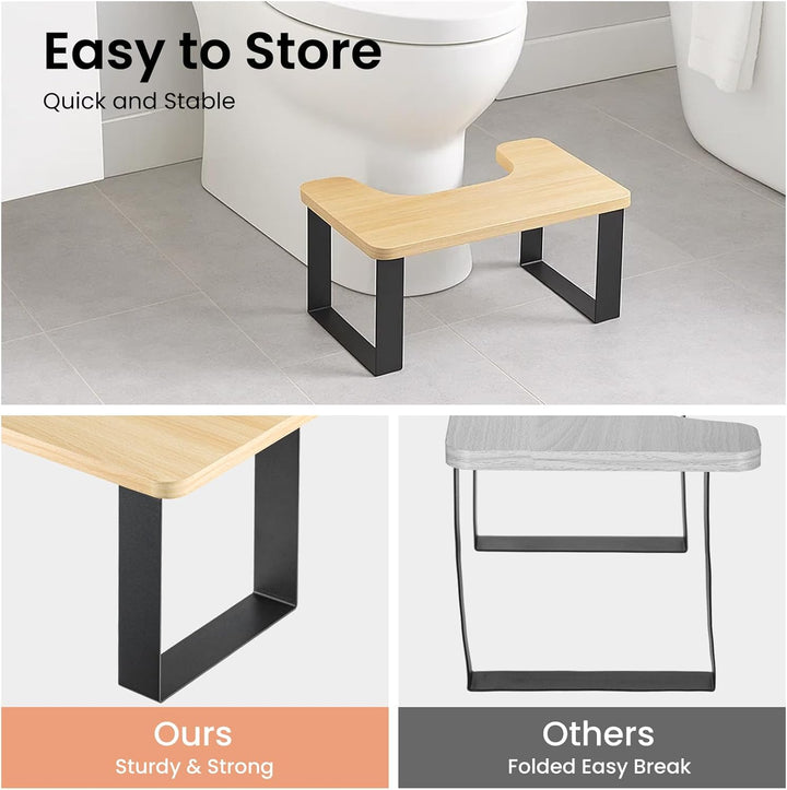 Youyijia Metall mit Holz Toilettenhocker 7 Zoll/17.8CM Metall-Toilettenhocker Rutschfester Toiletten