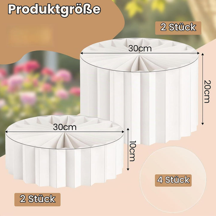 4 Stück Faltbare Buffet Erhöhungen Tortenständer aus Karton Buffet Ständer Weiss Kuchen Display Stän