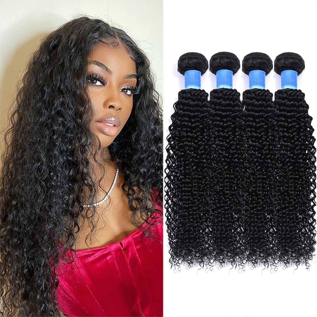 RICHAIR Brazilian 4 Bundles Human Hair, Curly Bundles Human Hair, 100% Virgin Hair Bundles, Unproces