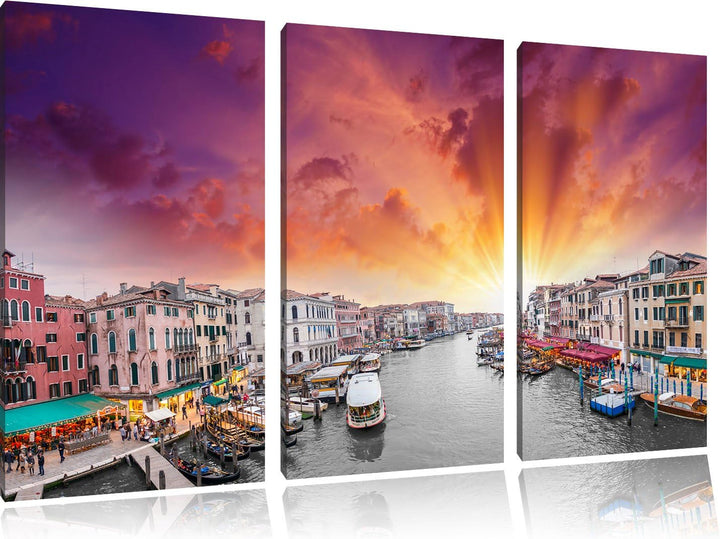 Pixxprint Wasserstrasse in Venedig als Leinwandbild/Grösse: 3 Teilig (120x80 cm) cm/Wandbild/Kunstdr
