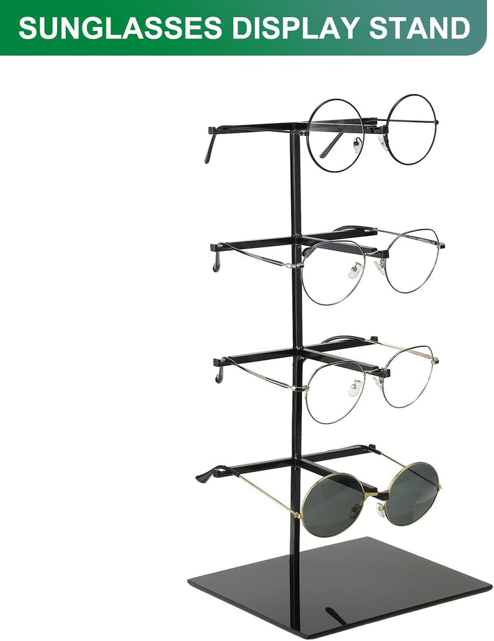 QUARKZMAN Brillenständer, Edelstahl Sonnenbrillen Aufbewahrung Display Ständer, 4 Stufiger Brillenau