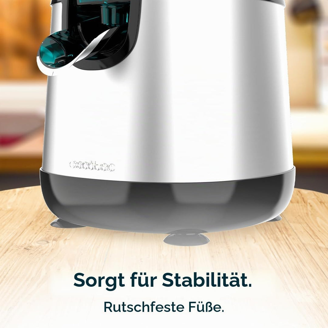 Cecotec Elektrische Hebel-Zitruspresse für Orangen und Zitrusfrüchte EssentialVita Hyden 120 Hybrid.