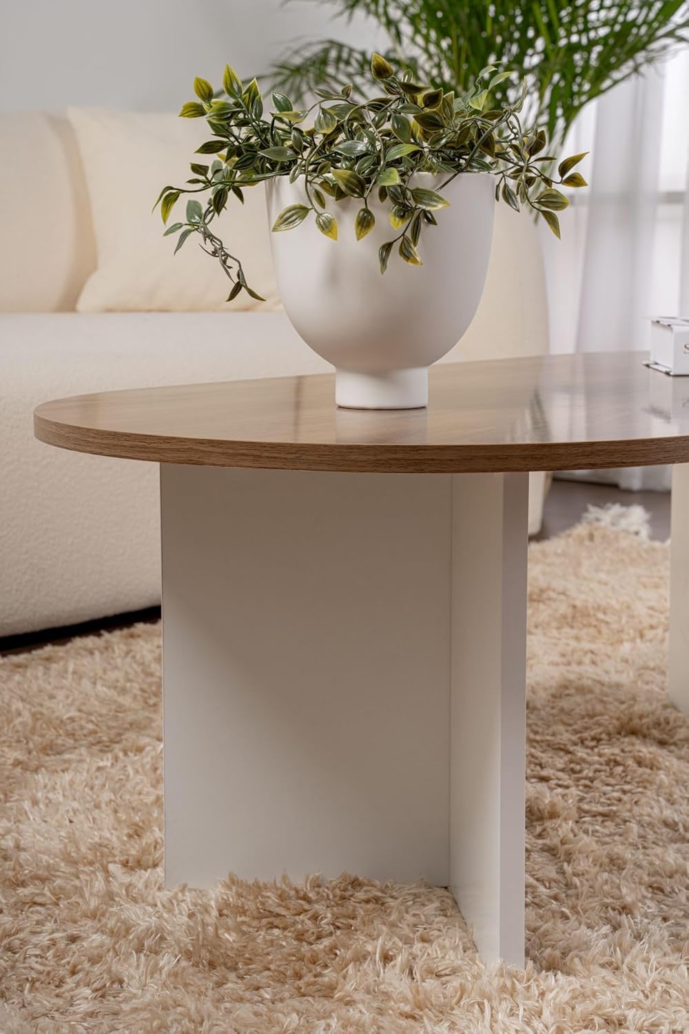 Stylish Coffee Table, Walnut & White, 119 x 39.8 x 60 cm | 100% Melamine Coated Particle Board, 18 m