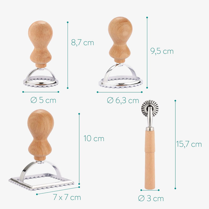 Navaris 4er Set Ravioli Ausstecher Form und Roller - Ravioli Maker für Pierogi Maultaschen Empanadas