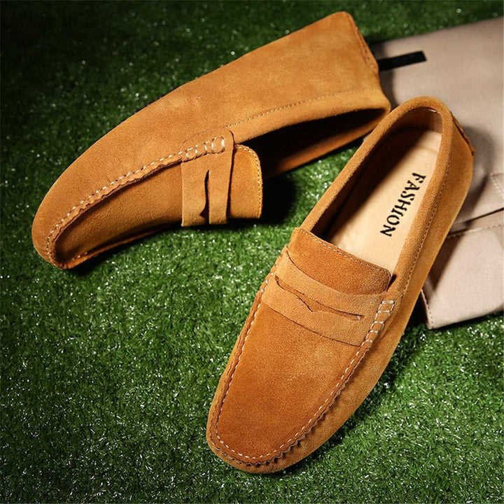 Jamron Herren Wildleder Penny Loafers Gemütlich Fahrende Schuhe Mokassin Slippers 42 EU Bräunen, 42