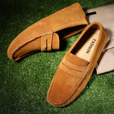 Jamron Herren Wildleder Penny Loafers Gemütlich Fahrende Schuhe Mokassin Slippers 42 EU Bräunen, 42
