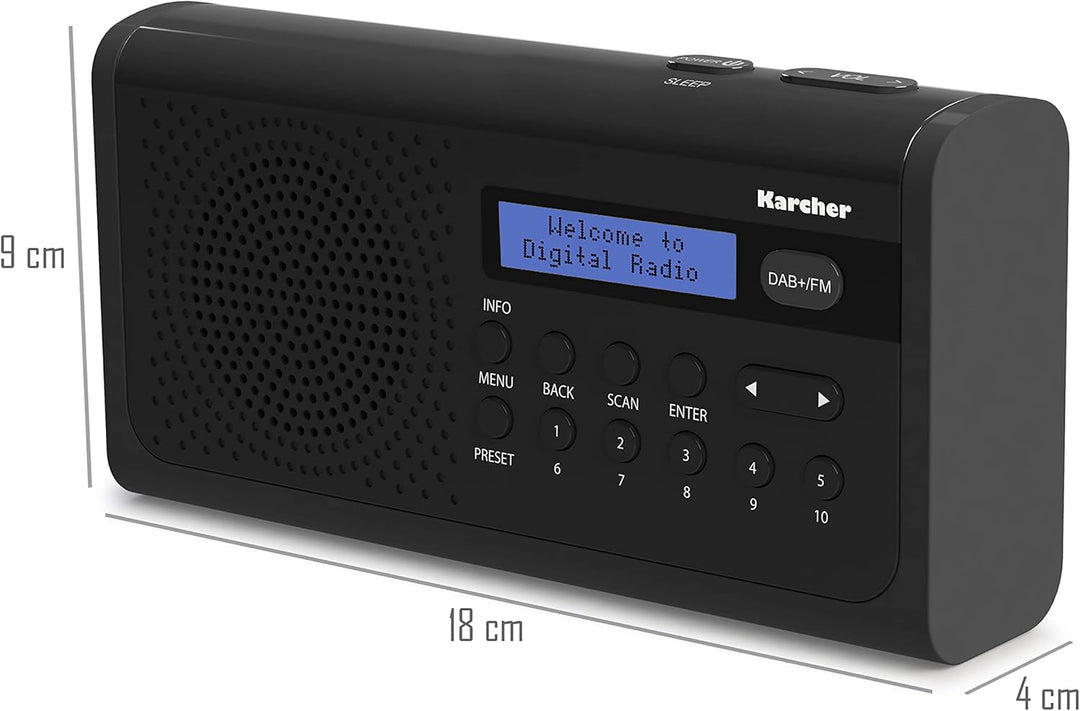 Karcher DAB 2405 - tragbares DAB+ Radio (DAB+/UKW, Küchenradio mit Netz/Akkubetrieb, Lautsprecher, K