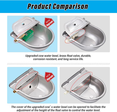 Edelstahl ViehträNke mit 1/2 Zoll Verstellbarem Messing-Schwimmerventil und Verbessertem Ablassstopf