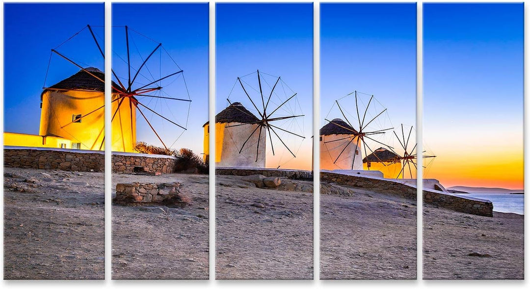 islandburner Bild auf Leinwand Mykonos Kato Mili Windmühle Griechenland Bilder Wandbilder Poster Lei