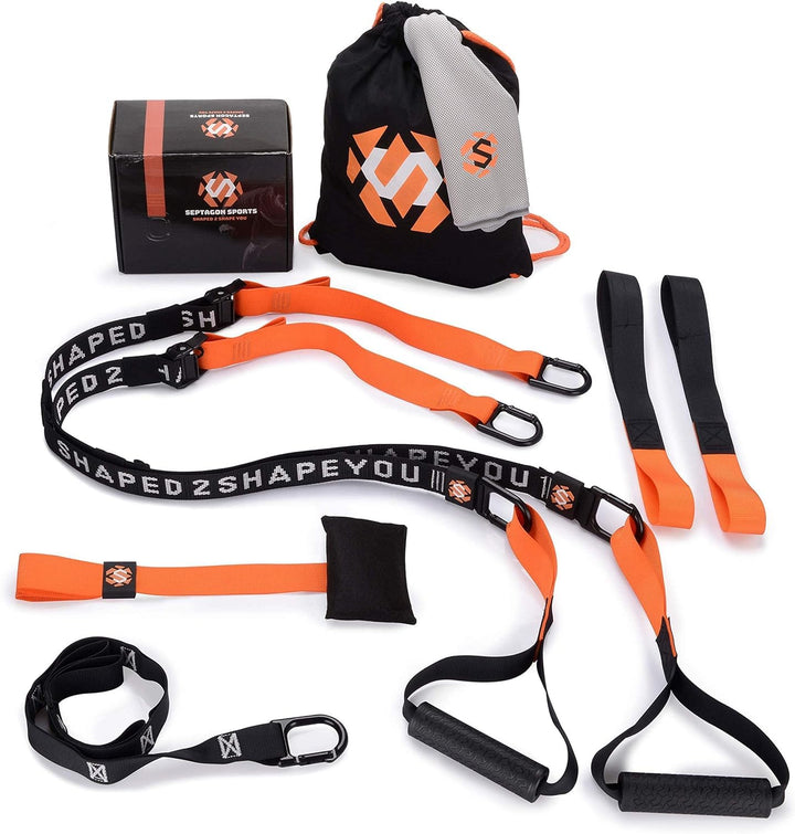 Septagon Sports® Premium Sling Trainer Set V.2021 Suspension Trainer mit Handtuch, Rucksackbeutel un