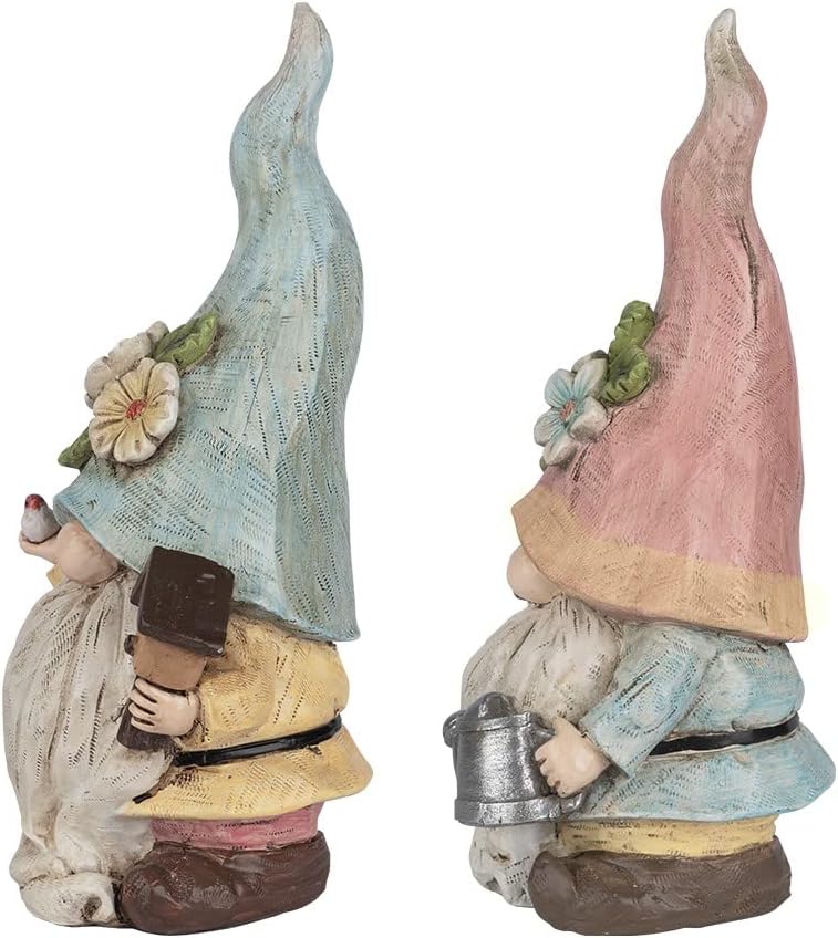 Ideen mit Herz Deko-Figuren Wichtel | Paar mit Giesskanne & Vogelhaus | Garten-Zwerg | Frühjahrs-Dek