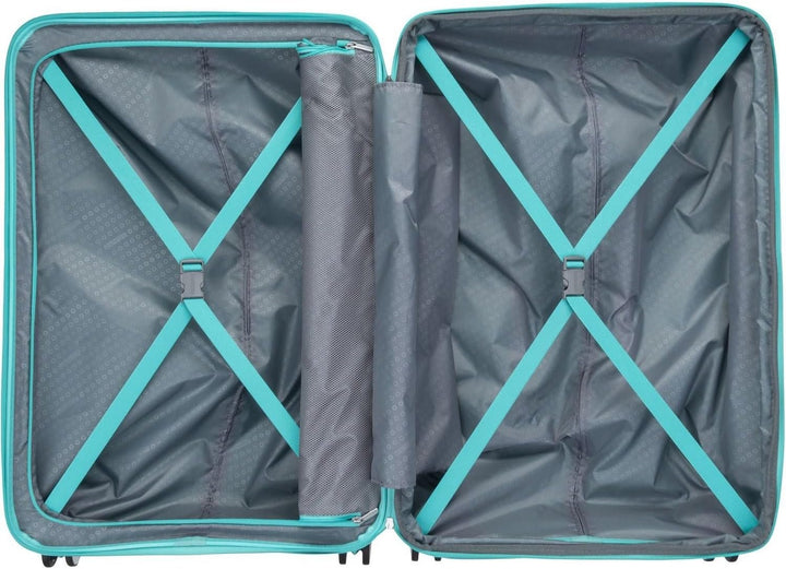 American Tourister Soundbox - Spinner L Erweiterbar Koffer, 77 cm, 97/110 L, Blau (Poolside Blue) Po