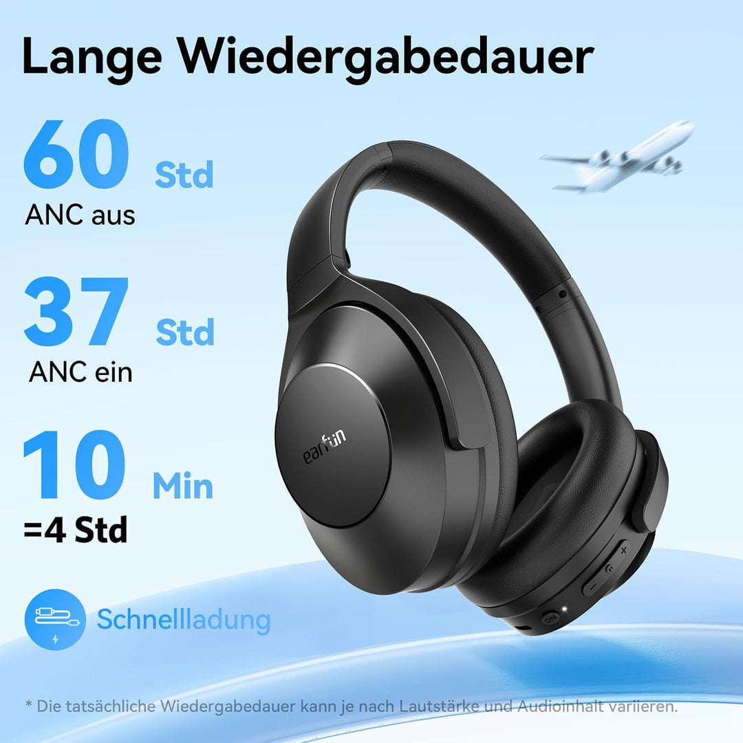 EarFun Wave Life Over-Ear Noise Cancelling Kopfhörer Kabellos, Bluetooth 5.4 Kopfhoerer mit Hi-Res K