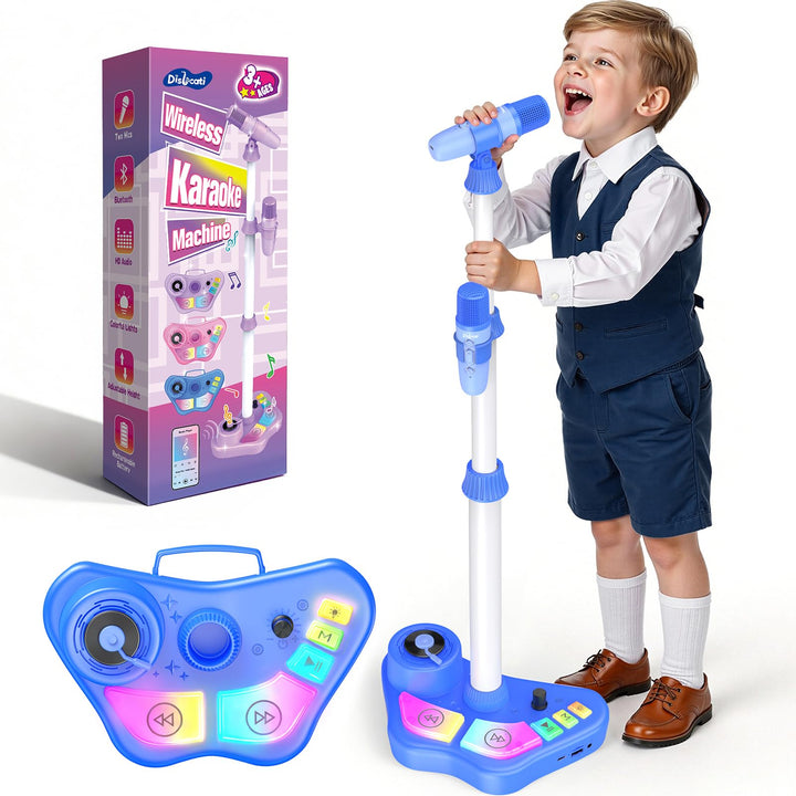 Geschenk Spielzeug Junge 3-12 Jahre, Karaoke Maschine und 2 Kinder Mikrofon mit Verstellbarer Stände