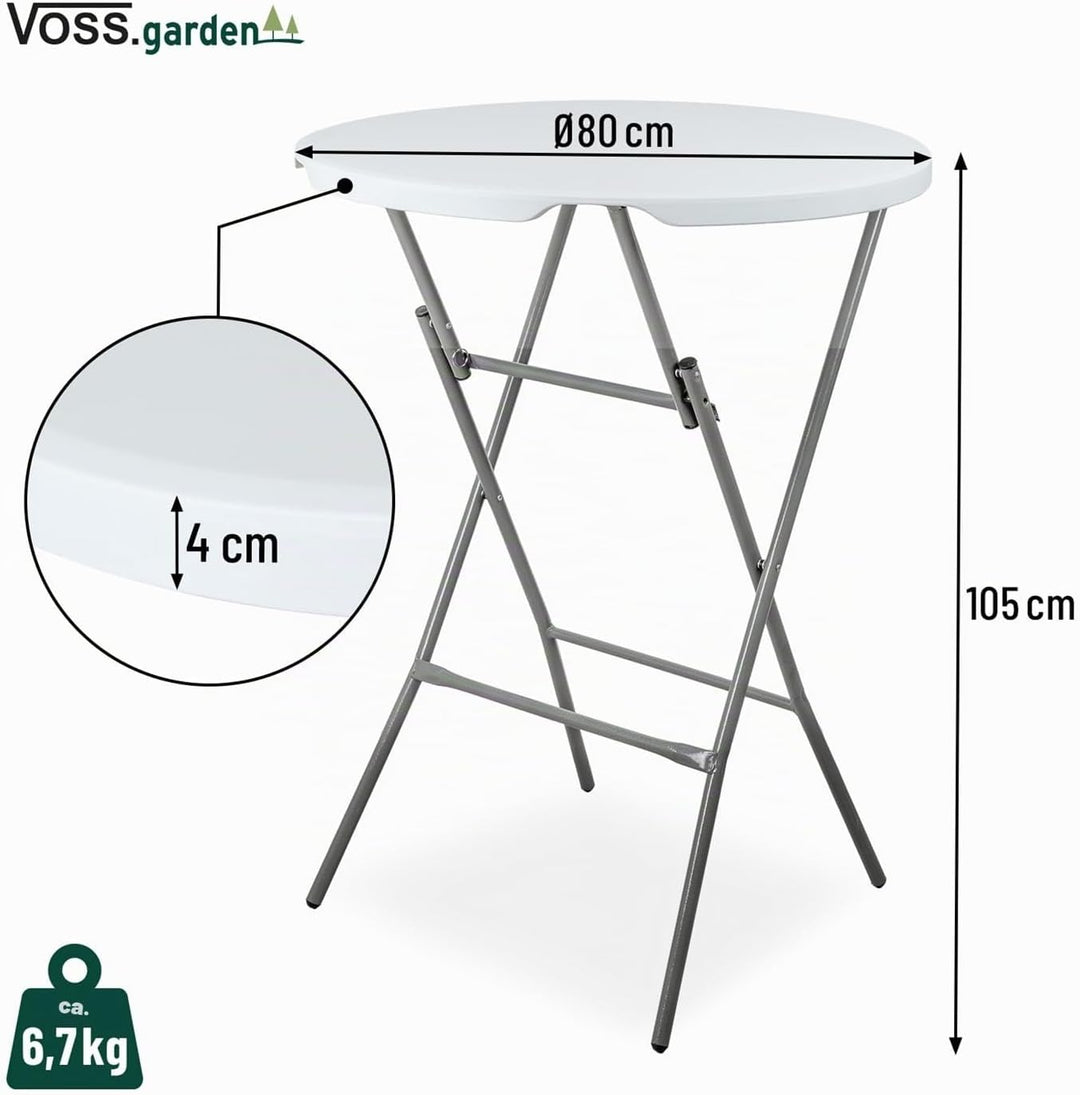 VOSS.garden 2X Stehtische Ø80cm/ 105cm, Hochtisch klappbar, Kunststoff &amp; Stahlgestell