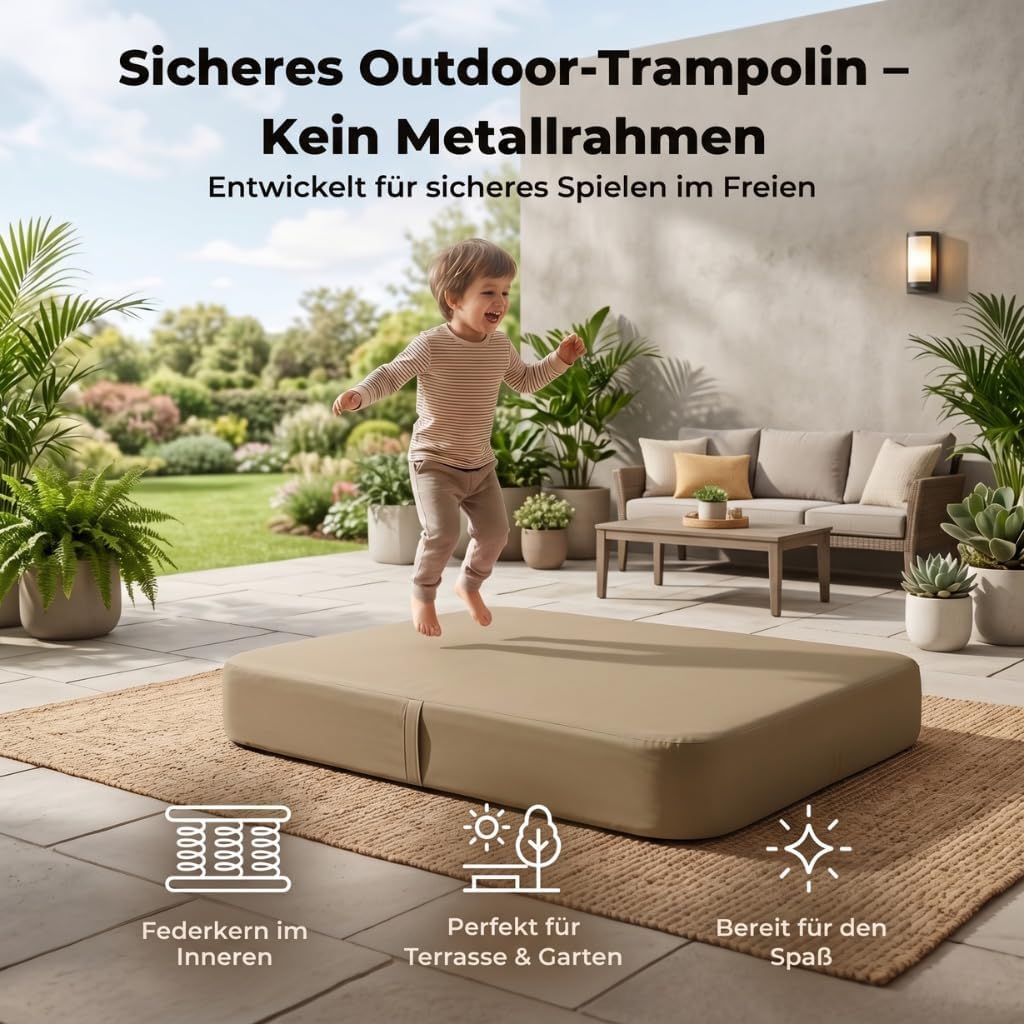Outdoor Hüpfpolster für Kinder | Hüpfkissen 70x110x17cm mit wasserabweisendem &amp; UV-beständigem Bezug