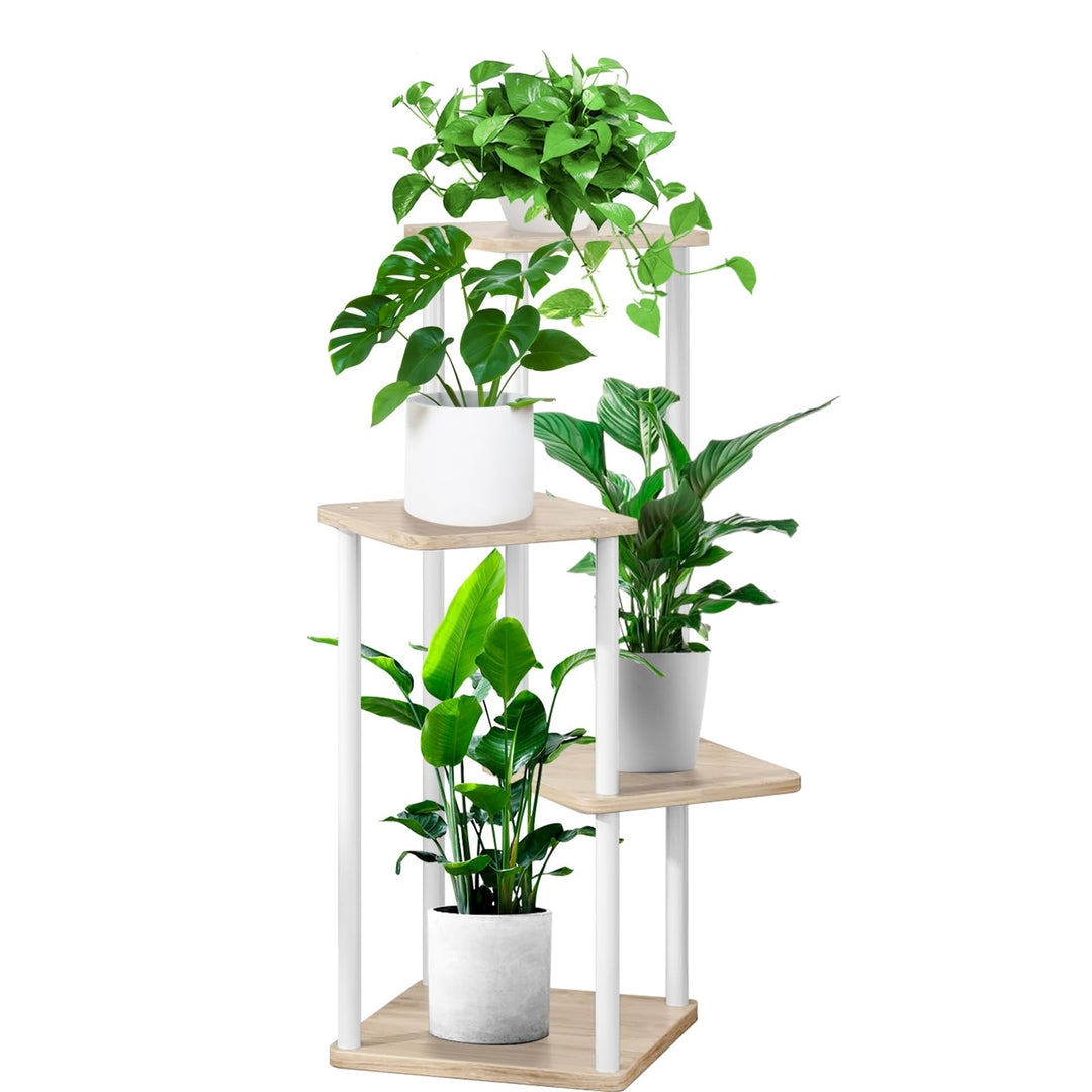 4-Tier Hölzern Blumenregal Pflanzenregal, Mehrstöckig Blumenständer Pflanzenständer Blumenbank Blume