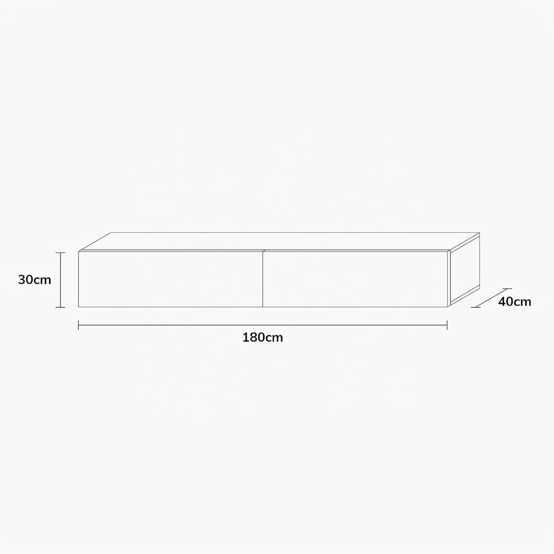 Wuun® TV Lowboard I 100cm-280cmI TV Board hängend Hängeschrank Wohnwand/Somero/Eiche 160 Eiche, 160