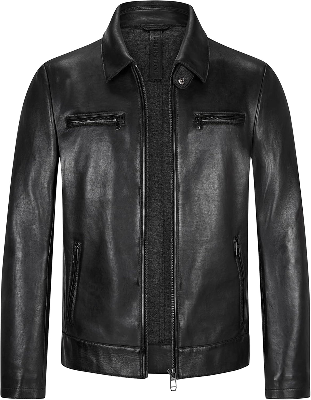 Milestone MS-Matteo Herren Lederjacke Braun mit speziellem Finish, 52 Schwarz