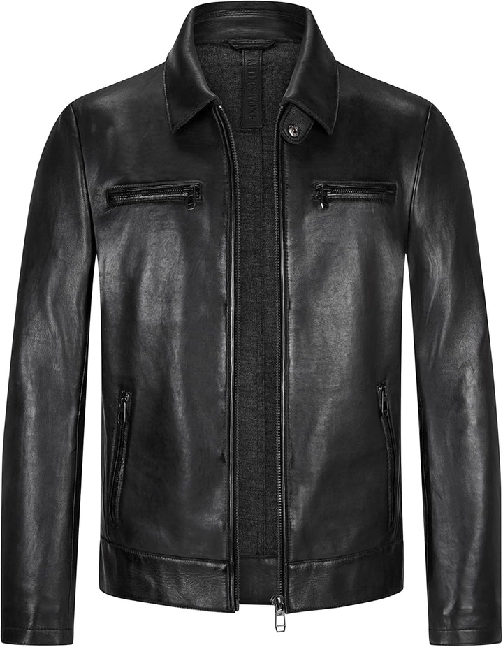 Milestone MS-Matteo Herren Lederjacke Braun mit speziellem Finish, 52 Schwarz