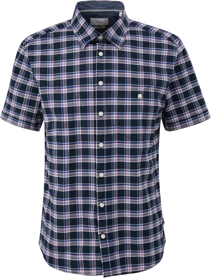 s.Oliver Herren Hemd Kurzarm XL Blau 58n4, XL Blau 58n4