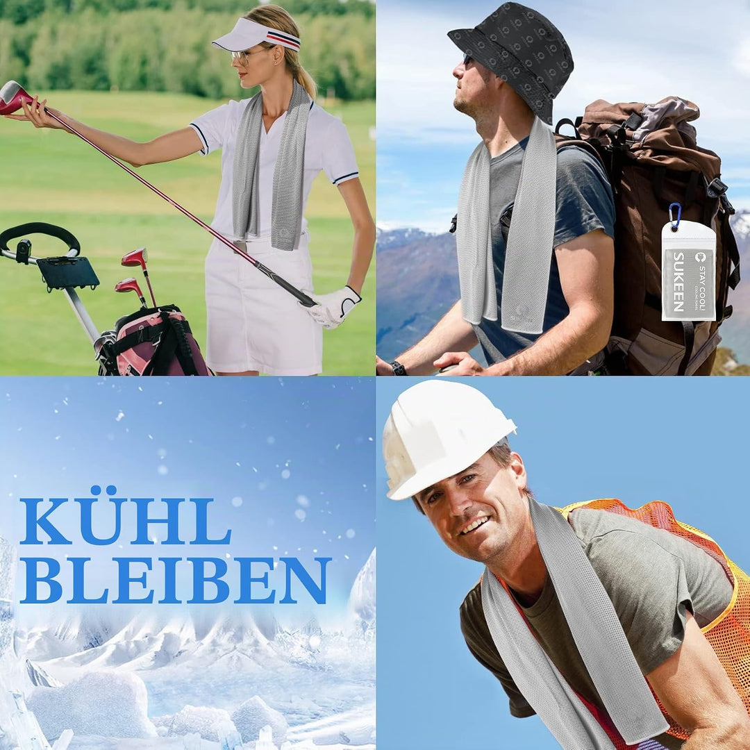 Sukeen Kühlendes Handtuch, 4er Set Kühlhandtuch Cool Towel, Gym Handtuch, Eishandtuch Kühltuch Hals,