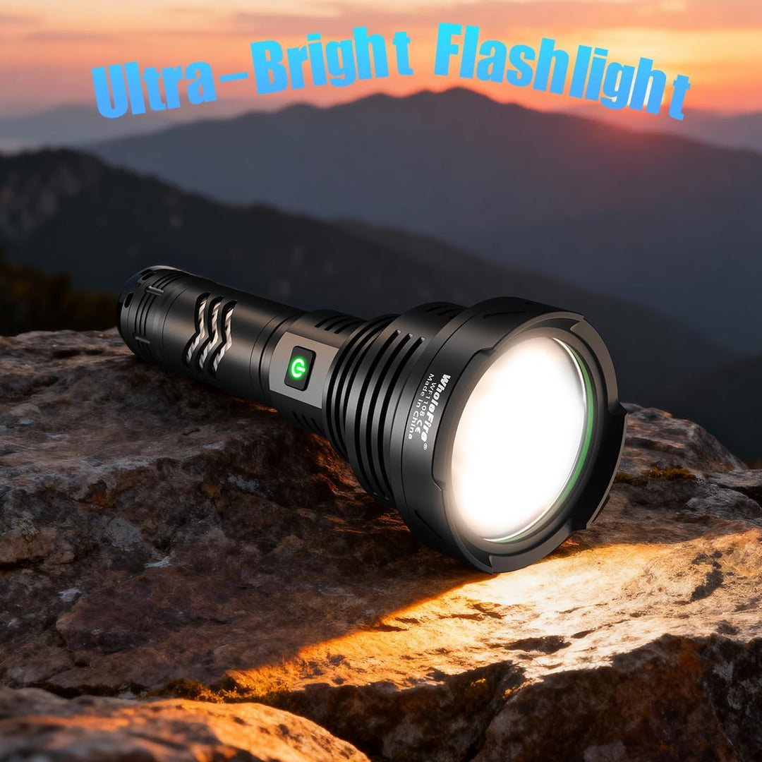 WholeFire LED Taschenlampe Extrem Hell 100000 Lumens, XHP90 USB Aufladbar Taschenlampen, 5 Modi Takt