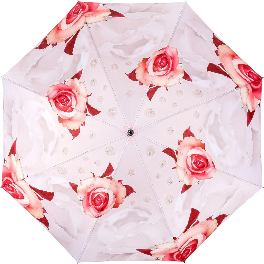 VON LILIENFELD Regenschirm Blumen Rosen Auf-Automatik Hochzeitsschirm Stockschirm Stabil