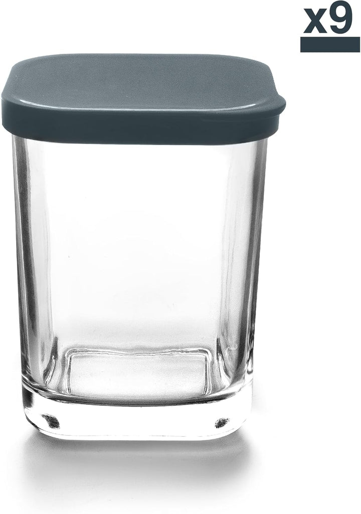 Lacor - 69438 - Joghurtbereiter, Klarglas, 9 Stück, Spülmaschinenfest, BPA-frei, Fassungsvermögen: 1