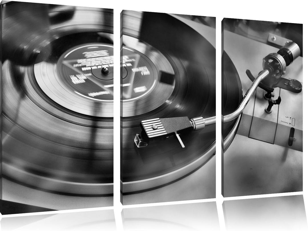 Pixxprint Schallplatte als Leinwandbild | Grösse: 3 Teilig (120x80) | Wandbild| Kunstdruck | fertig