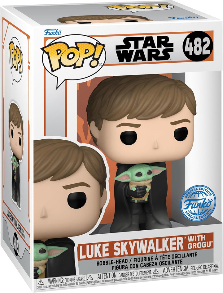 Funko Pop! & Tee: Mandalorian - Luke Skywalker mit Grogu (The Child, Baby Yoda) - Small - (S) - Star