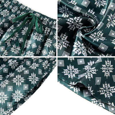Weihnachten Herren Satin Pyjamahose lange Pyjamahose für Männer Nachtwäsche 3 Packs mit Taschen und
