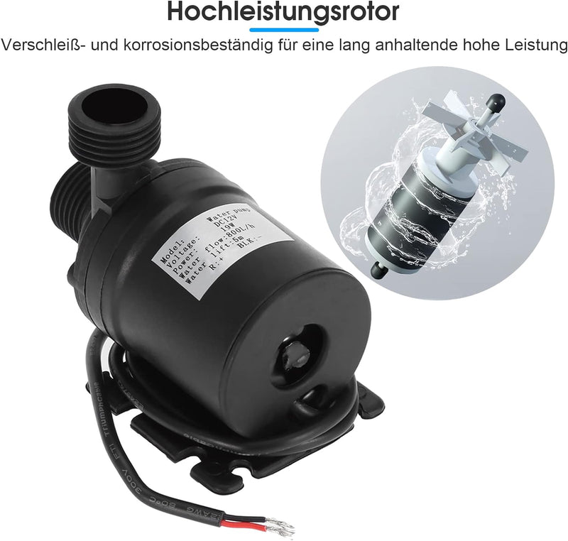 DC 12V 800L / H 5M Brushless Tauchwasserpumpe, Tauch Mini Ultra Leise Wasserpumpe für Brunnenpool So