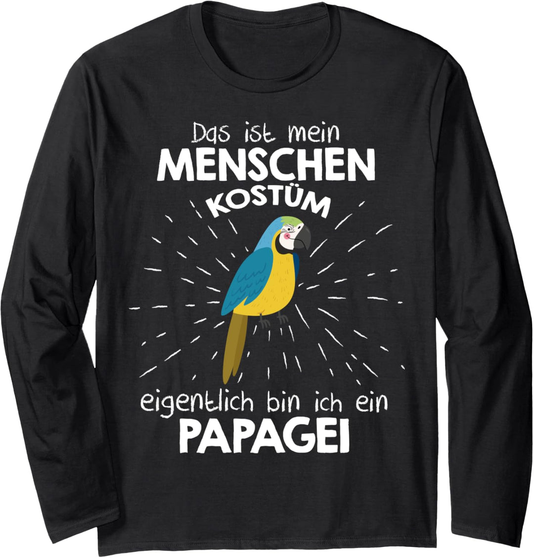 Mein Menschen Kostüm Bin ich ein Papagei, Halloween Outfit Langarmshirt